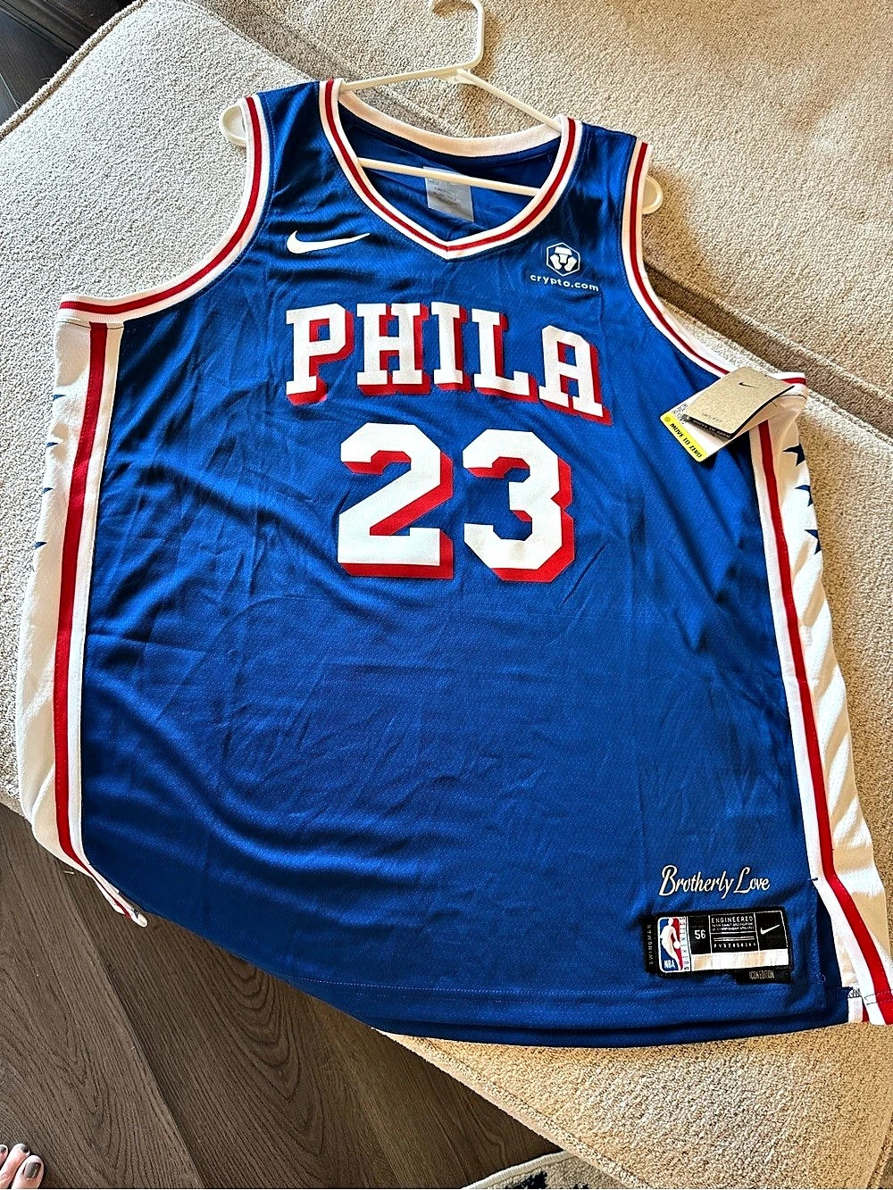 Nike Philadelphia 76ers LeBron James #23 Swingman Jersey Blue & White Large